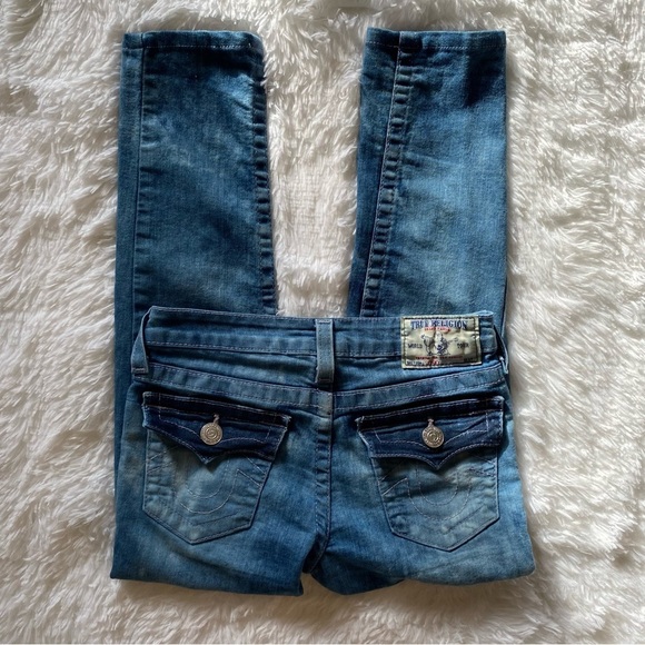 True Religion Other - True Religion Girls acid wash jeans w pink stitching size 8